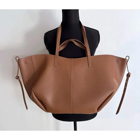 Polène Large Cyme Bag Textured Italian Calfskin Leather Tote w/ Box & Dust Bag - Picture 10 of 14